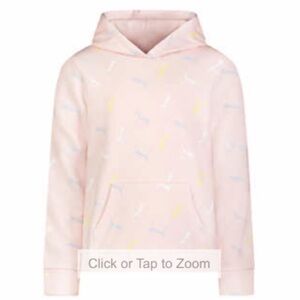 Puma Girls Logo Print Hoodie Pink Size Small 7/8